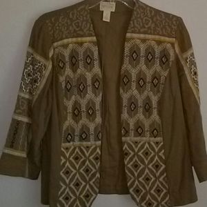 Chico's Linen Blazer with Embroidery and Beading